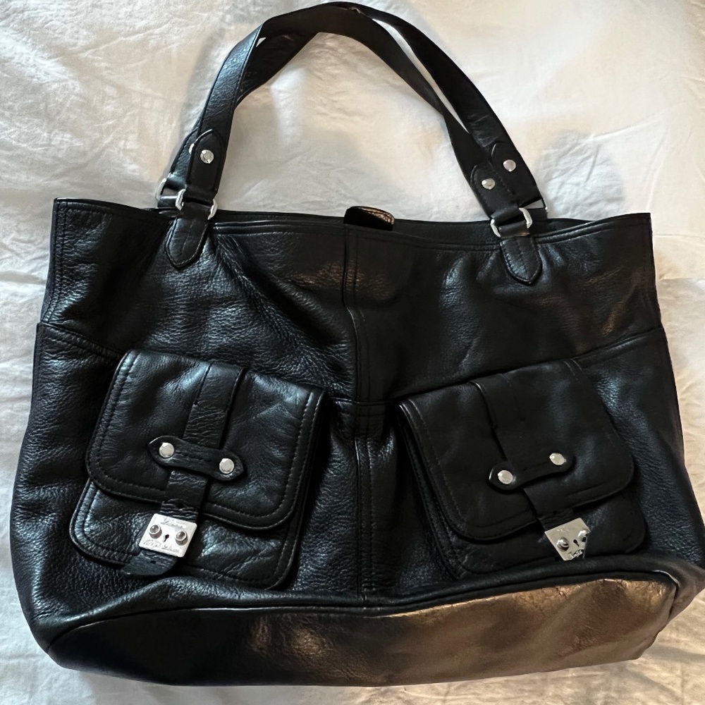 Ralph Lauren Black Leather Pebble Purse/Tote